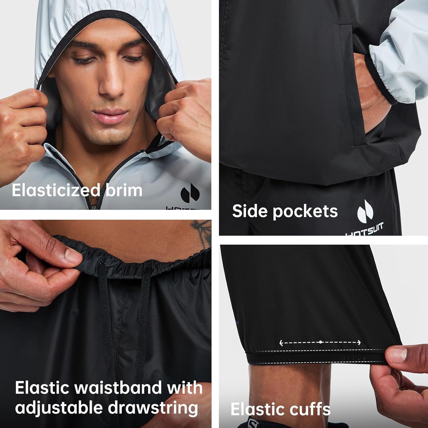 Sauna Suit for Men Sweat Suits Gym Workout Exercise Sauna Jacket Pant Full Body